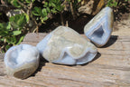 Polished Blue Lace Agate Geodes x 3 From Nsanje, Malawi - Toprock Gemstones and Minerals 