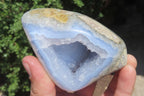 Polished Blue Lace Agate Geodes x 3 From Nsanje, Malawi - Toprock Gemstones and Minerals 