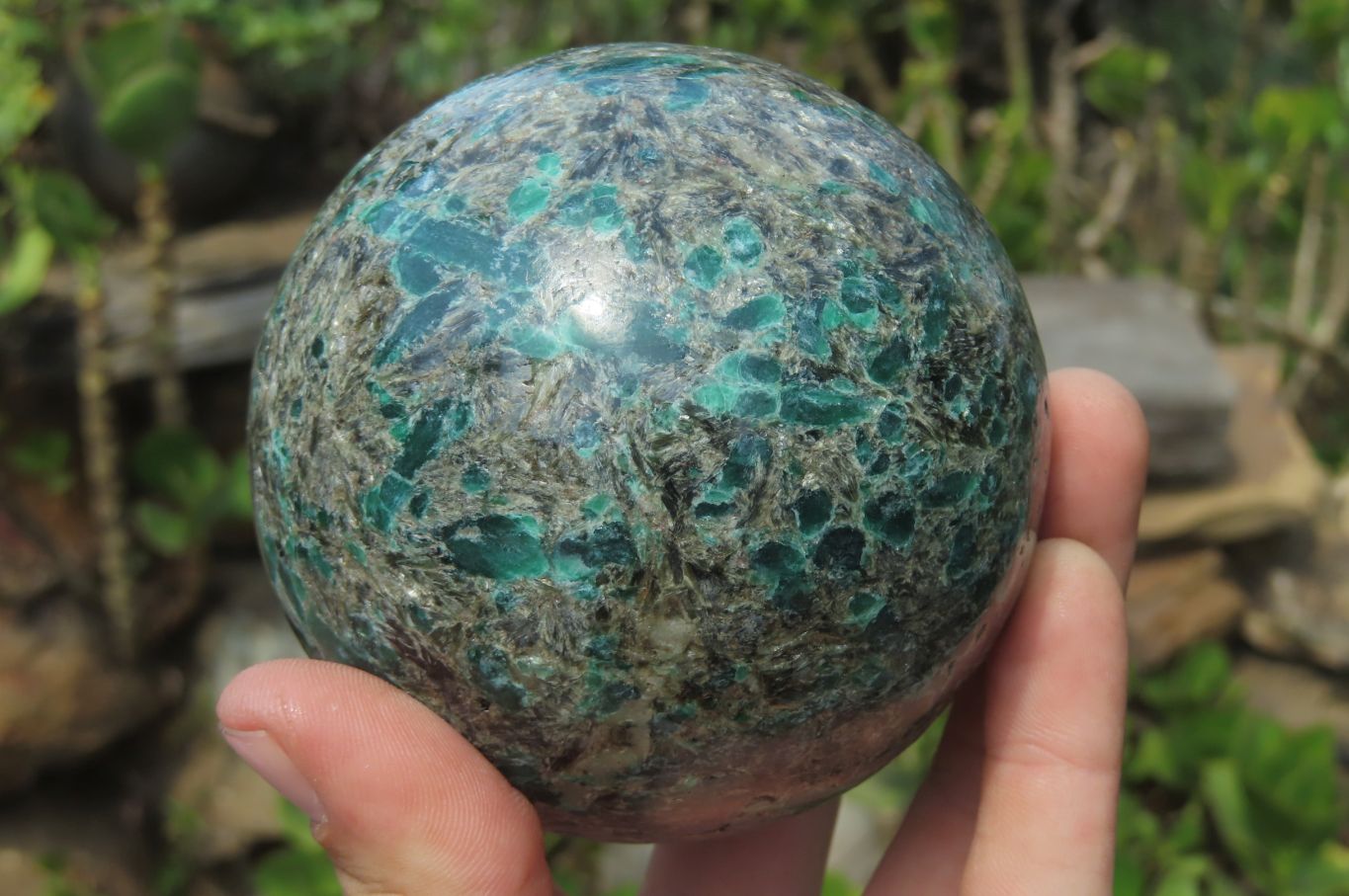 Polished Rare Emerald Mica In Matrix Sphere x 1 From Mutoko, Zimbabwe - Toprock Gemstones and Minerals 