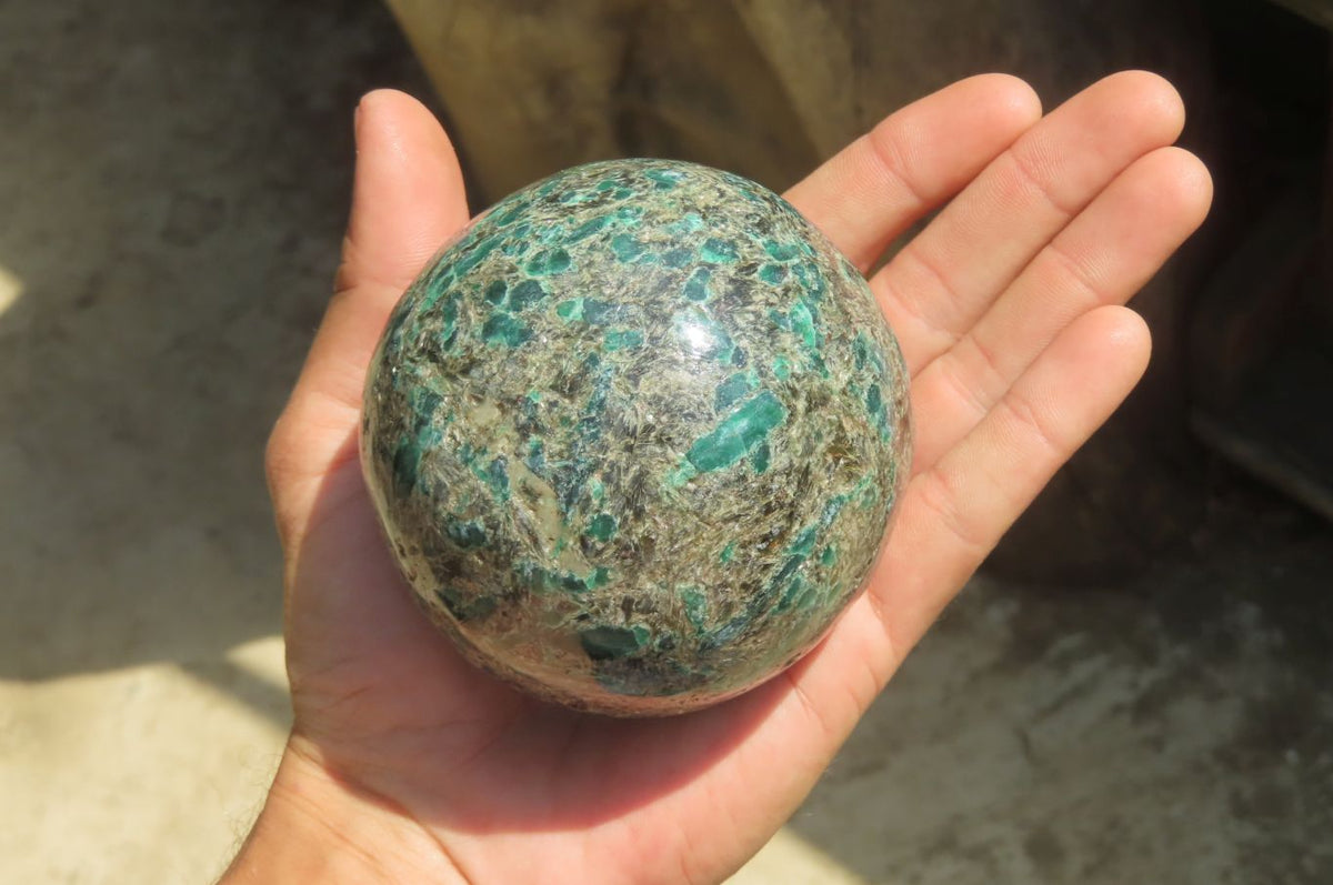 Polished Rare Emerald Mica In Matrix Sphere x 1 From Mutoko, Zimbabwe - Toprock Gemstones and Minerals 