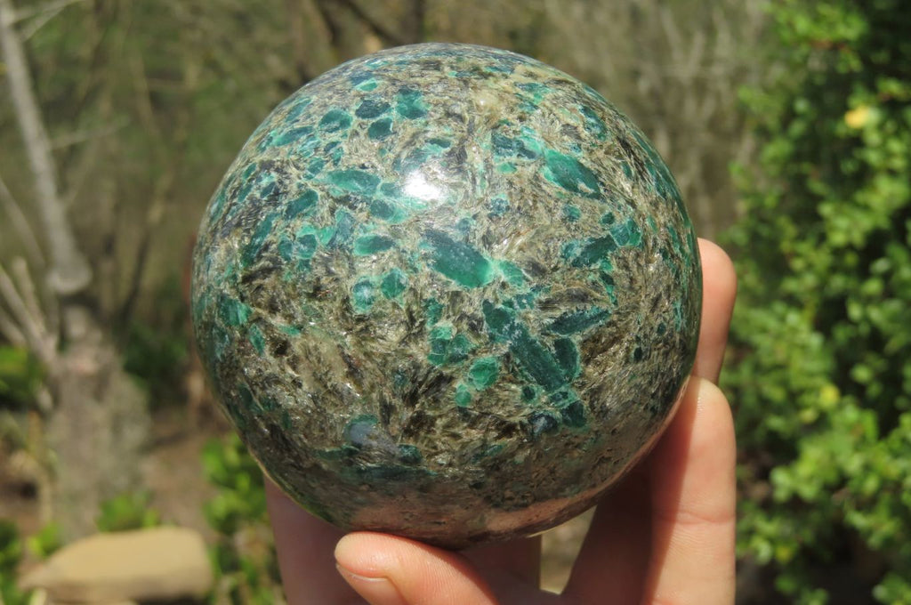 Polished Rare Emerald Mica In Matrix Sphere x 1 From Mutoko, Zimbabwe - Toprock Gemstones and Minerals 