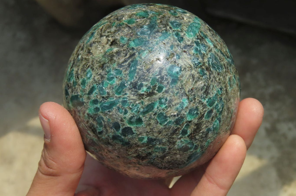 Polished Rare Emerald Mica In Matrix Sphere x 1 From Mutoko, Zimbabwe - Toprock Gemstones and Minerals 