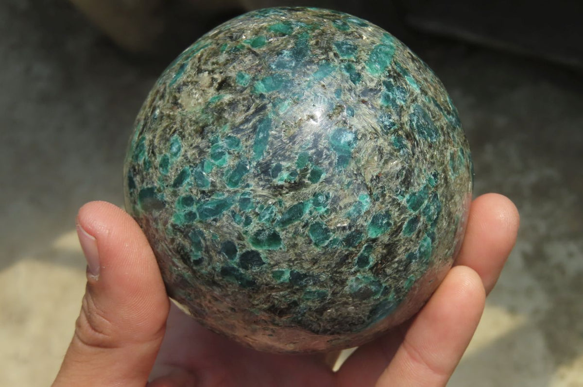 Polished Rare Emerald Mica In Matrix Sphere x 1 From Mutoko, Zimbabwe - Toprock Gemstones and Minerals 