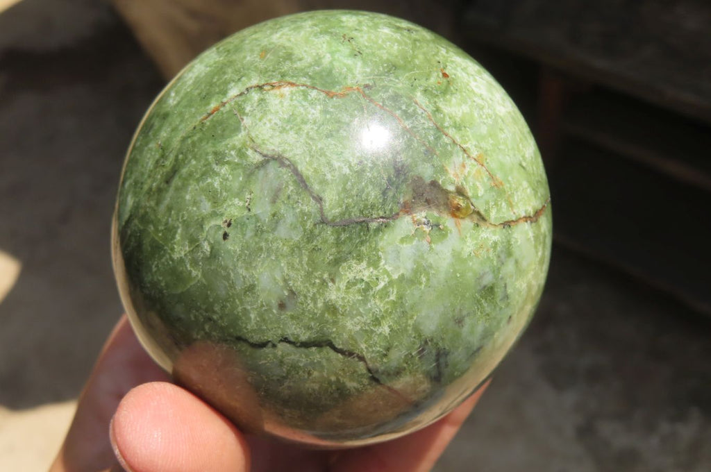 Polished Green Chrysoprase Spheres x 2 From Madagascar - Toprock Gemstones and Minerals 