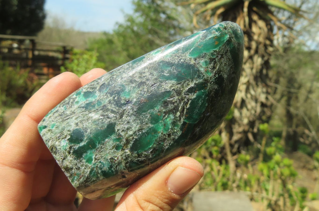 Polished Rare Emerald Mica In Matrix Standing Free Forms x 3 From Mutoko, Zimbabwe - Toprock Gemstones and Minerals 