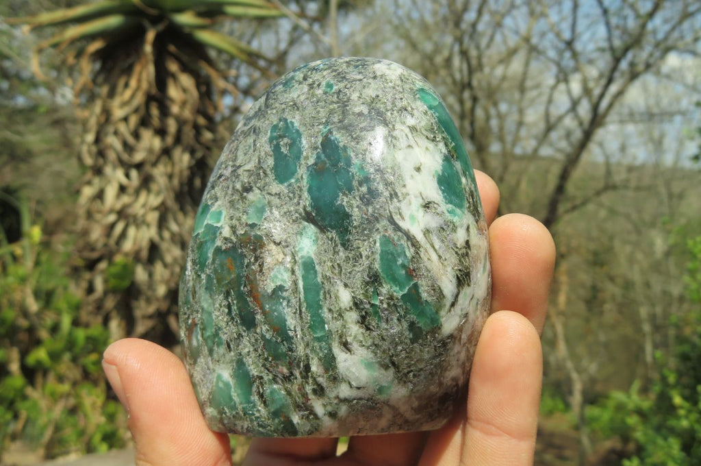 Polished Rare Emerald Mica In Matrix Standing Free Forms x 3 From Mutoko, Zimbabwe - Toprock Gemstones and Minerals 