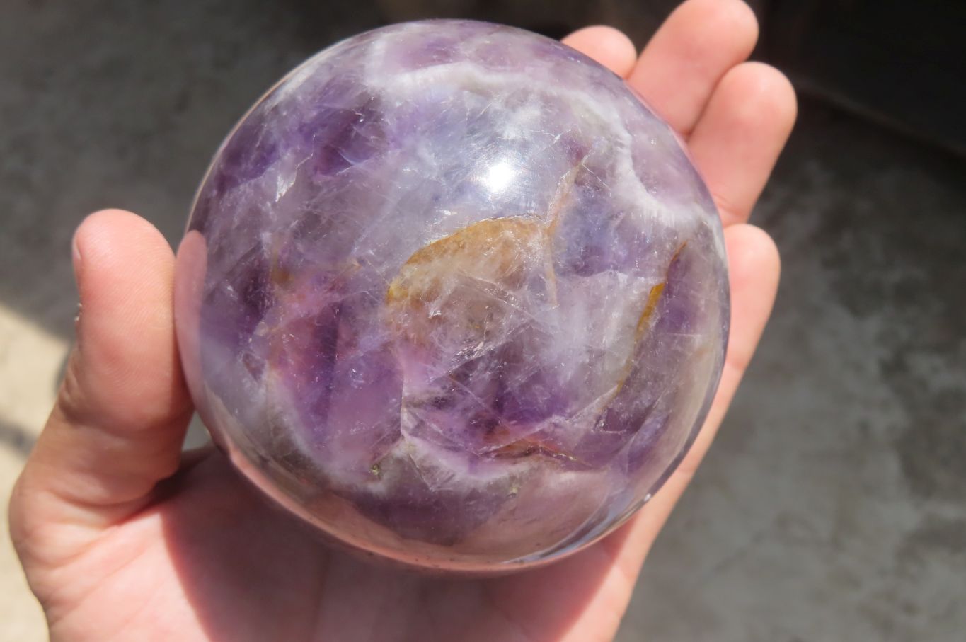 Polished Smokey Chevron Amethyst Sphere x 1 From Madagascar - Toprock Gemstones and Minerals 