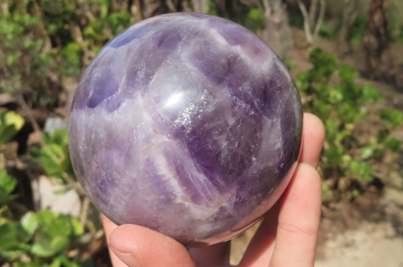 Polished Smokey Chevron Amethyst Sphere x 1 From Madagascar - Toprock Gemstones and Minerals 