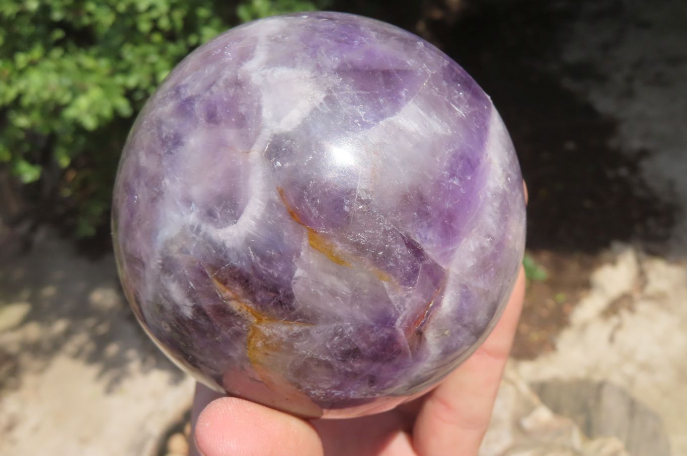 Polished Smokey Chevron Amethyst Sphere x 1 From Madagascar - Toprock Gemstones and Minerals 