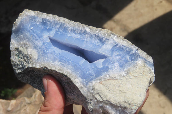 Natural Blue Lace Agate Geode Specimens x 3 From Nsanje, Malawi - Toprock Gemstones and Minerals 