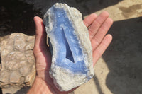 Natural Blue Lace Agate Geode Specimens x 3 From Nsanje, Malawi - Toprock Gemstones and Minerals 