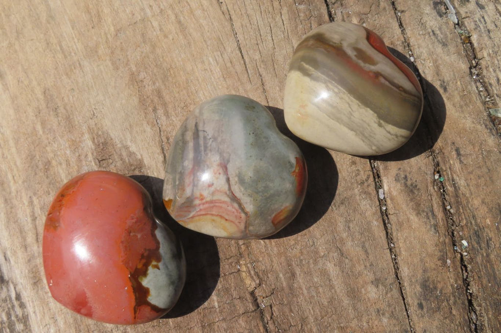Polished Polychrome Jasper Gemstone Hearts x 6 From Madagascar - Toprock Gemstones and Minerals 