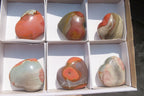 Polished Polychrome Jasper Gemstone Hearts x 6 From Madagascar - Toprock Gemstones and Minerals 
