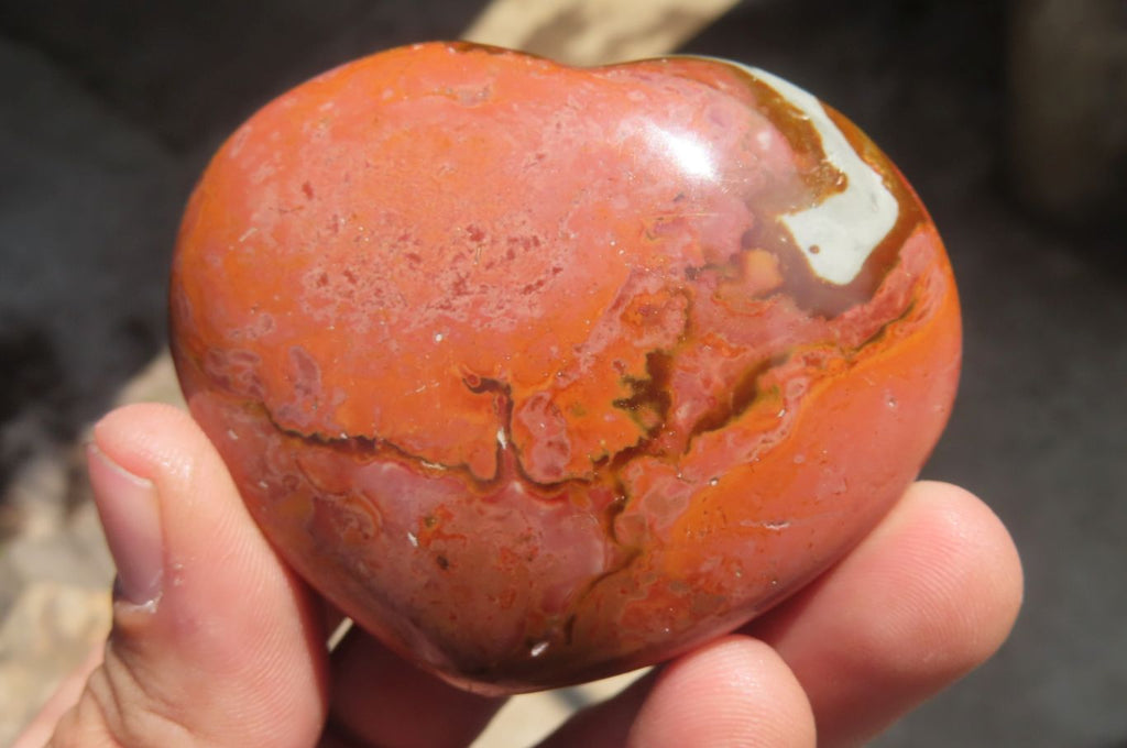 Polished Polychrome Jasper Gemstone Hearts x 6 From Madagascar - Toprock Gemstones and Minerals 