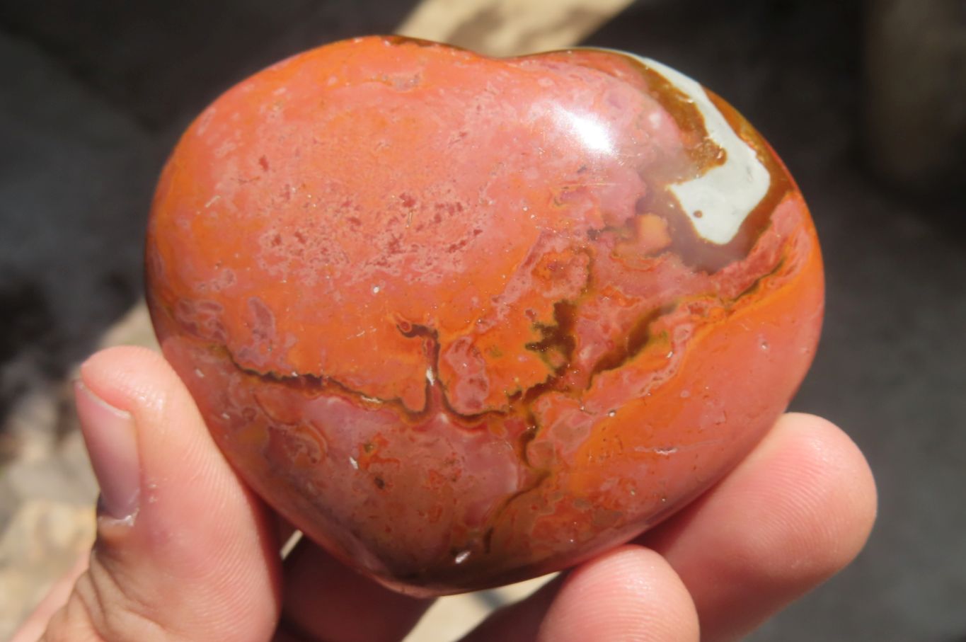 Polished Polychrome Jasper Gemstone Hearts x 6 From Madagascar - Toprock Gemstones and Minerals 