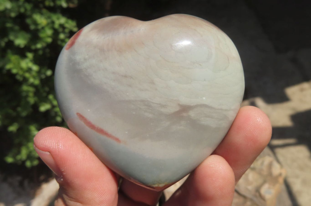 Polished Polychrome Jasper Gemstone Hearts x 6 From Madagascar - Toprock Gemstones and Minerals 