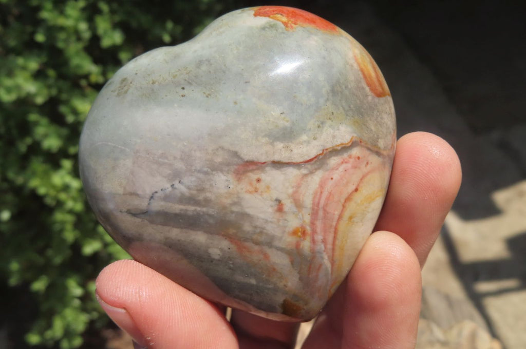 Polished Polychrome Jasper Gemstone Hearts x 6 From Madagascar - Toprock Gemstones and Minerals 