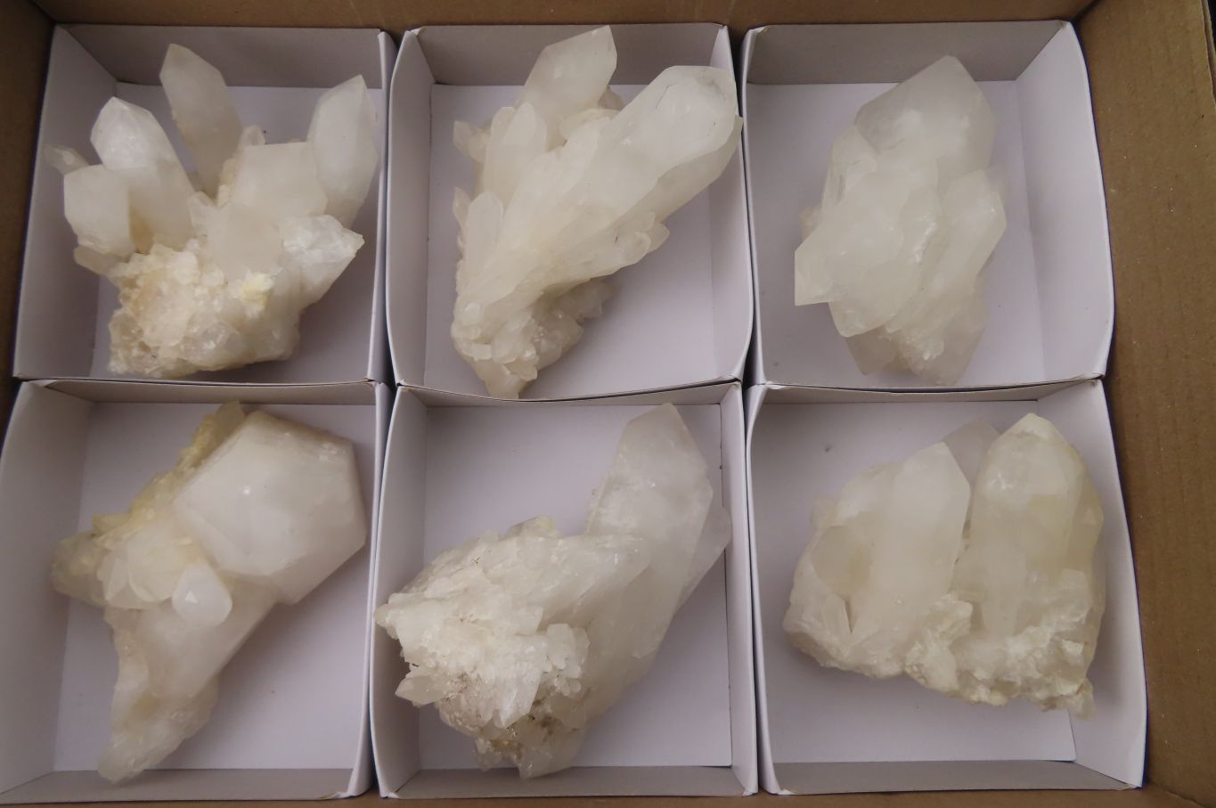 Natural Clear Phantom Quartz Clusters x 6 From Madagascar - Toprock Gemstones and Minerals 