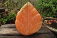Polished Orange Twist Calcite Leaf Sculpture x 1 From Maevantanana, Madagascar - Toprock Gemstones and Minerals 