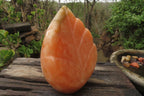 Polished Orange Twist Calcite Leaf Sculpture x 1 From Maevantanana, Madagascar - Toprock Gemstones and Minerals 
