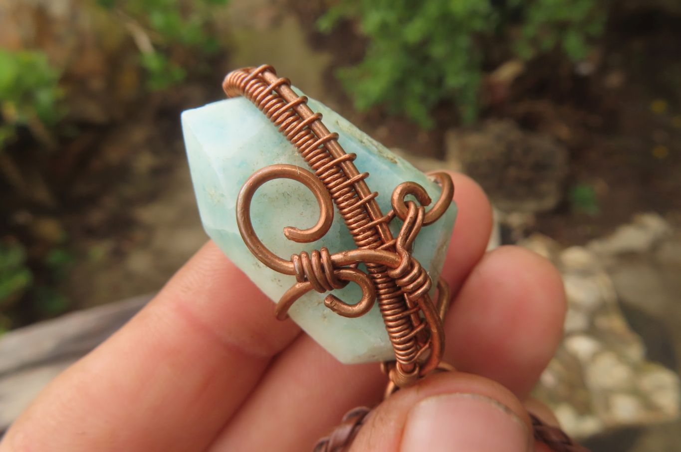Hand Made Mixed Copper Wire Wrapped Pendants x 6 From South Africa - Toprock Gemstones and Minerals 