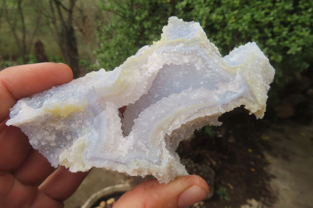 Natural Etched Blue Chalcedony Specimens x 3 From Nsanje, Malawi - Toprock Gemstones and Minerals 