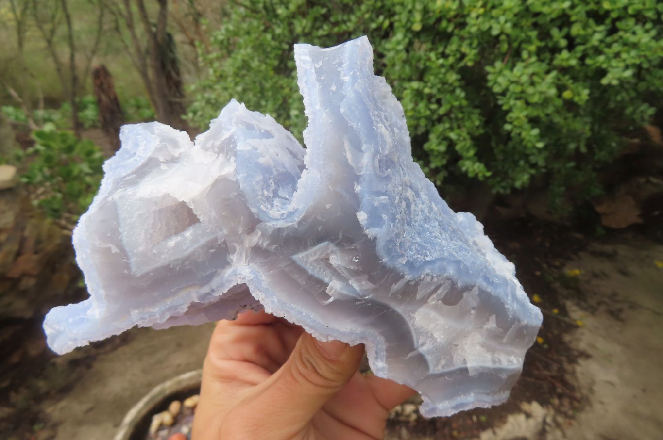 Natural Etched Blue Chalcedony Specimens x 3 From Nsanje, Malawi - Toprock Gemstones and Minerals 