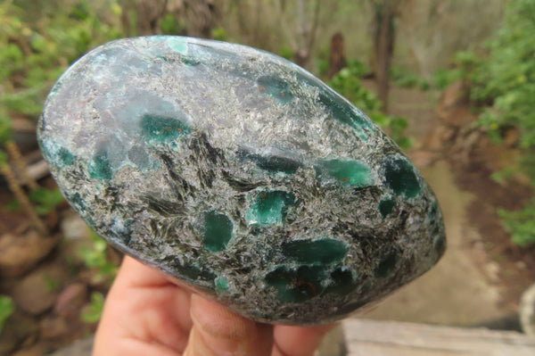Polished Rare Emerald Mica In Matrix Standing Free Forms x 3 From Mutoko, Zimbabwe - Toprock Gemstones and Minerals 