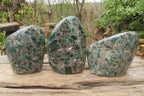 Polished Rare Emerald Mica In Matrix Standing Free Forms x 3 From Mutoko, Zimbabwe - Toprock Gemstones and Minerals 