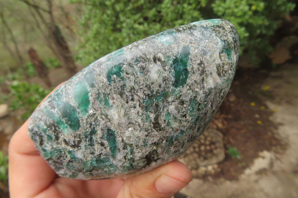 Polished Rare Emerald Mica In Matrix Standing Free Forms x 3 From Mutoko, Zimbabwe - Toprock Gemstones and Minerals 