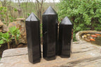 Polished Black Basalt Points x 6 From Antsirabe, Madagascar - Toprock Gemstones and Minerals 
