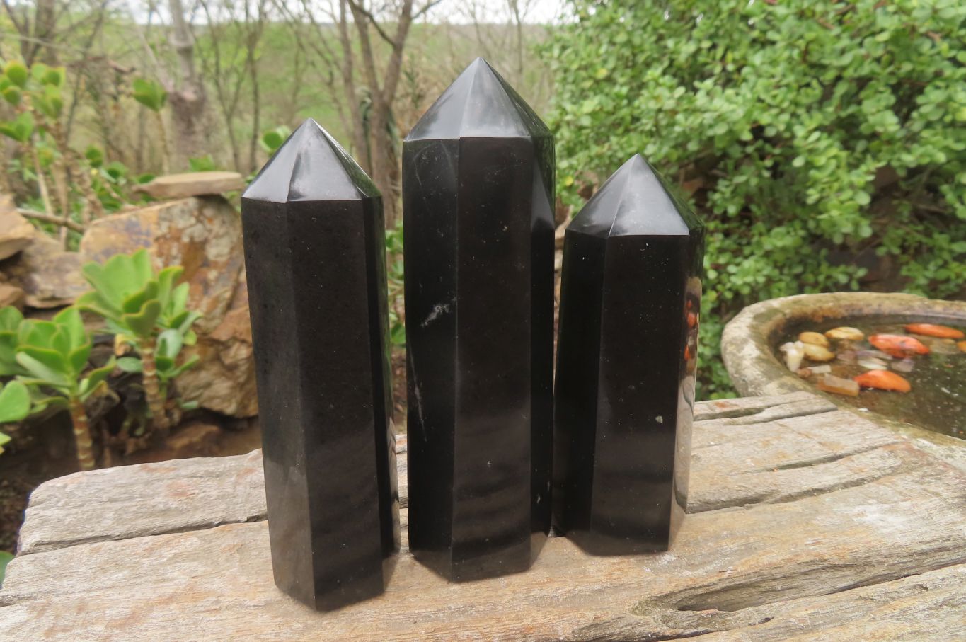 Polished Black Basalt Points x 6 From Antsirabe, Madagascar - Toprock Gemstones and Minerals 
