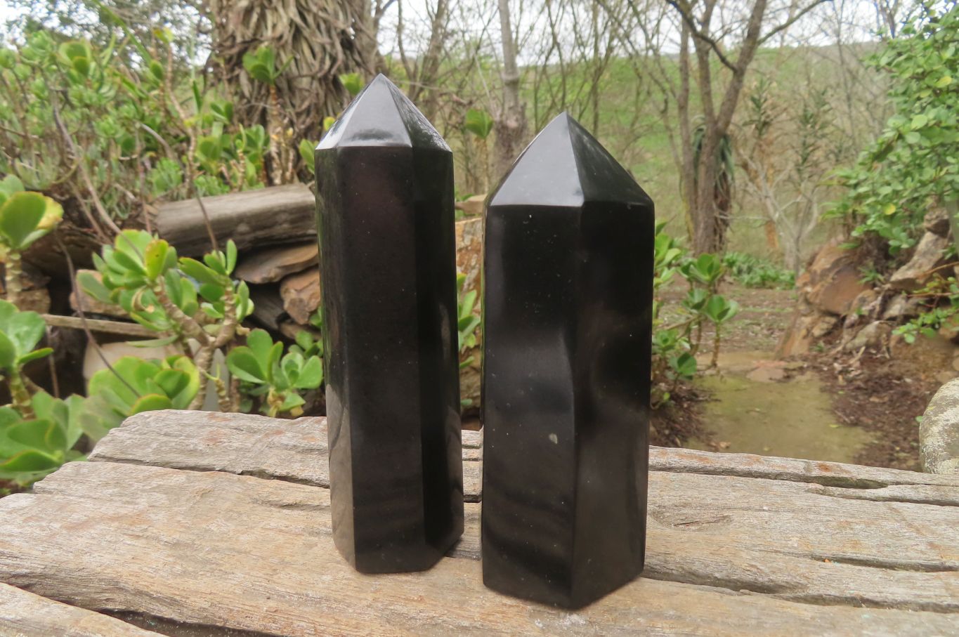 Polished Black Basalt Points x 6 From Antsirabe, Madagascar - Toprock Gemstones and Minerals 