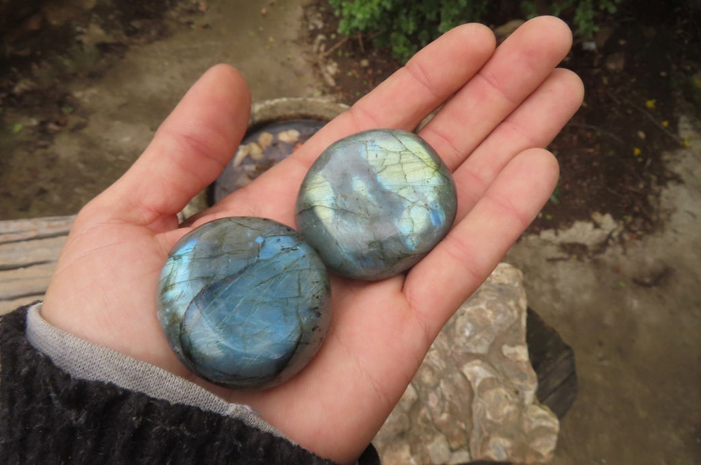 Polished Labradorite Palm Stones x 20 From Tulear, Madagascar - Toprock Gemstones and Minerals 
