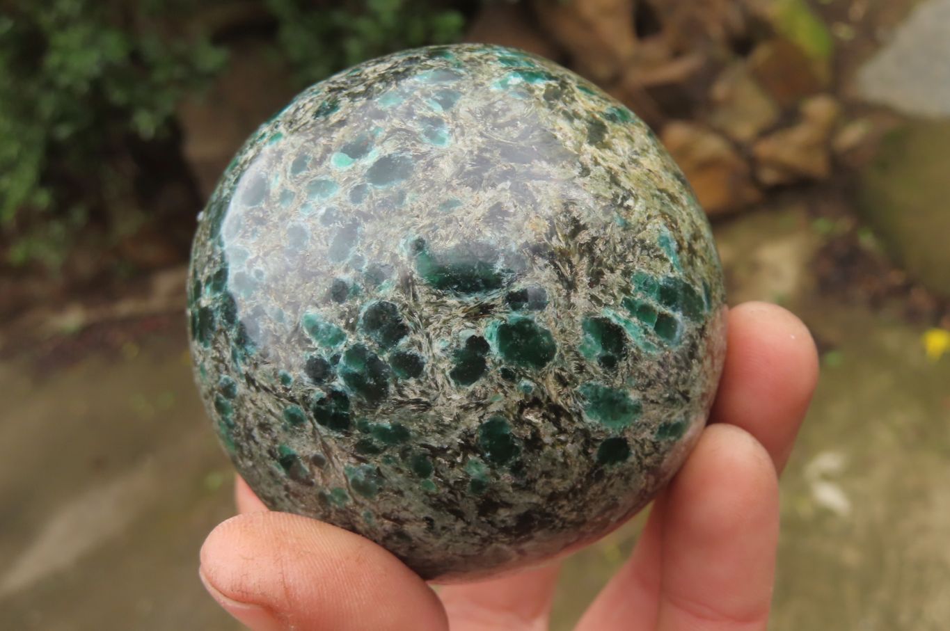 Polished Rare Emerald Mica In Matrix Spheres x 2 From Mutoko, Zimbabwe - Toprock Gemstones and Minerals 