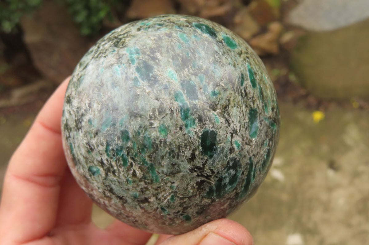 Polished Rare Emerald Mica In Matrix Spheres x 2 From Mutoko, Zimbabwe - Toprock Gemstones and Minerals 