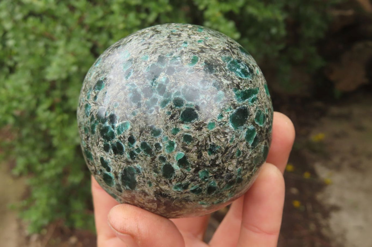Polished Rare Emerald Mica In Matrix Spheres x 2 From Mutoko, Zimbabwe - Toprock Gemstones and Minerals 