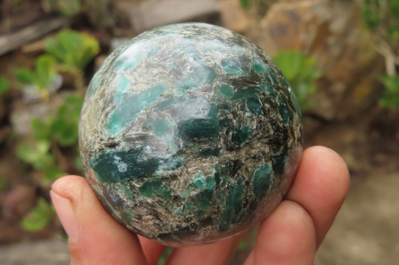 Polished Rare Emerald Mica In Matrix Spheres x 2 From Mutoko, Zimbabwe - Toprock Gemstones and Minerals 