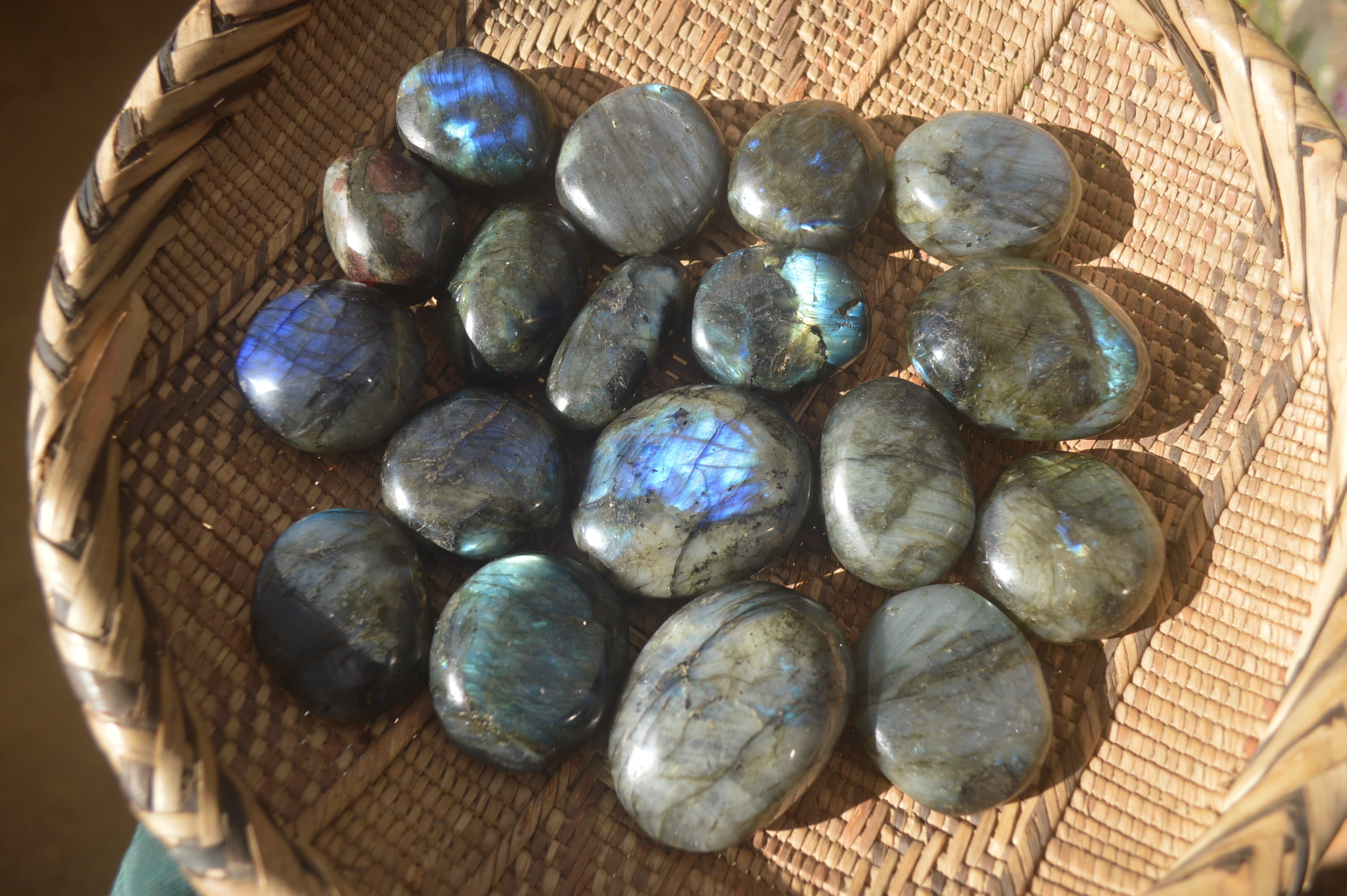 Polished Labradorite Palm Stones x 24 From Madagascar - Toprock Gemstones and Minerals 