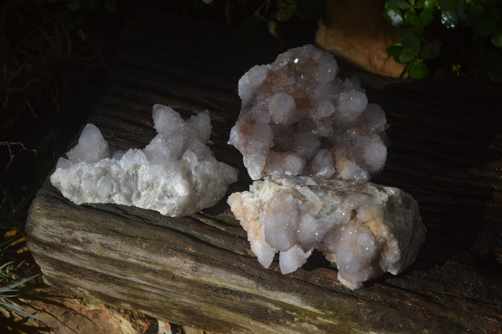 Natural Pale Spirit Quartz Clusters x 3 From Boekenhouthoek, South Africa - Toprock Gemstones and Minerals 