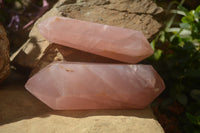 Polished Double Terminated Rose Quartz Points x 2 Madagascar - Toprock Gemstones and Minerals 