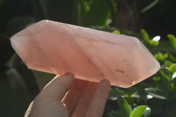Polished Double Terminated Rose Quartz Points x 2 Madagascar - Toprock Gemstones and Minerals 