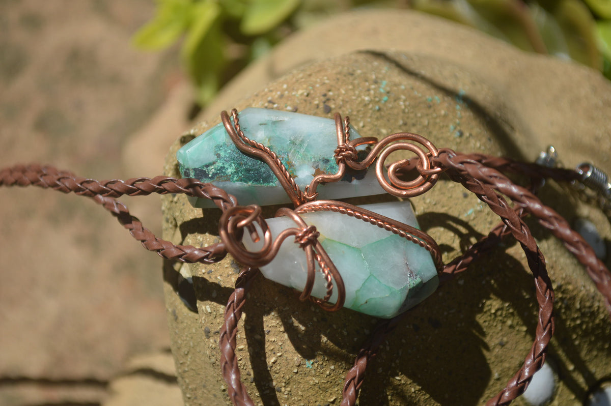 Polished Mixed Copper Wire Wrapped Pendants x 6 From Southern Africa - Toprock Gemstones and Minerals 