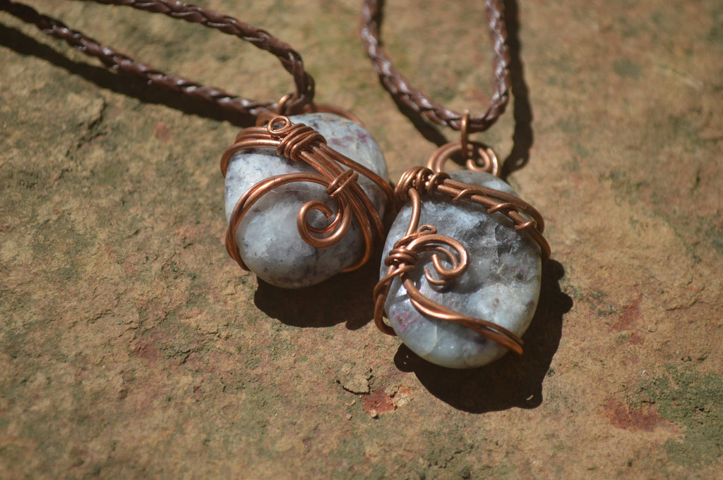 Polished Mixed Copper Wire Wrapped Pendants x 6 From Southern Africa - Toprock Gemstones and Minerals 