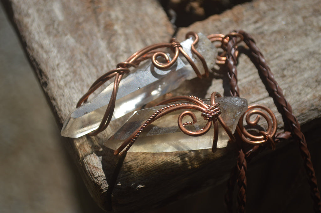 Polished Mixed Copper Wire Wrapped Pendants x 6 From Southern Africa - Toprock Gemstones and Minerals 