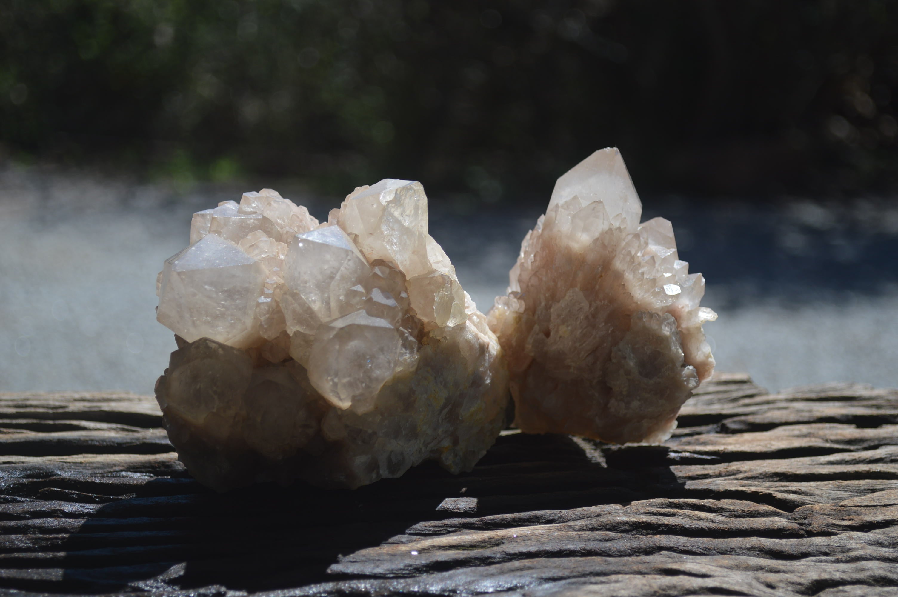 Natural Cascading Smokey Quartz Clusters x 2 From Luena, Congo - Toprock Gemstones and Minerals 