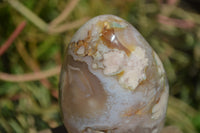 Polished Ocean - Coral Flower Agate Standing Free Forms & Sphere x 3 From Madagascar - Toprock Gemstones and Minerals 