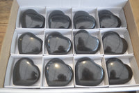 Polished Black Basalt Gemstone Hearts x 12 From Madagascar