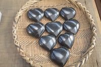 Polished Black Basalt Gemstone Hearts x 12 From Madagascar