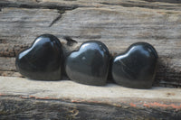 Polished Black Basalt Gemstone Hearts x 12 From Madagascar
